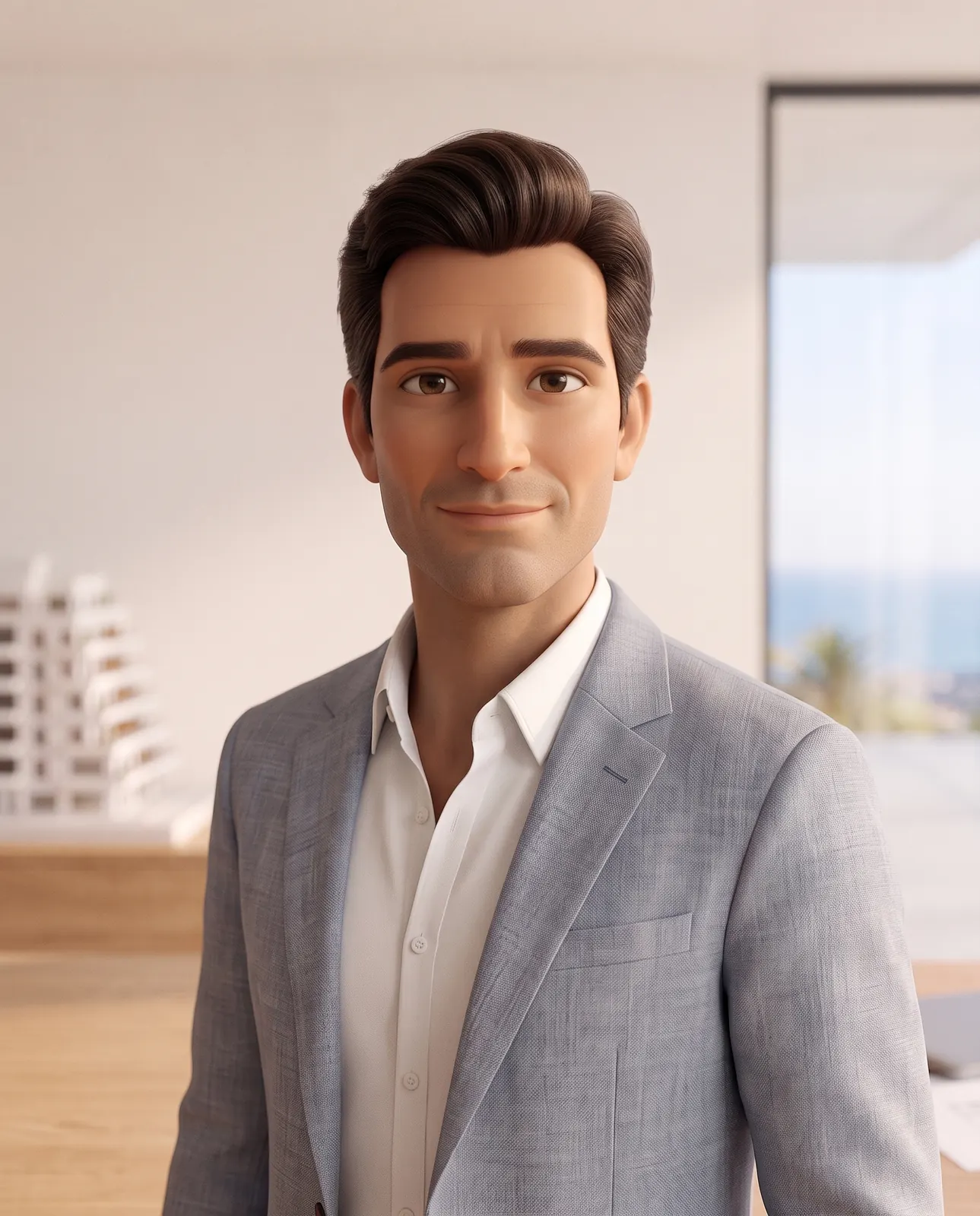 Portrait of Marco, the virtual assistant, in the sales office